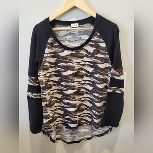 POL Long Sleeve Black & Camo T-Shirt